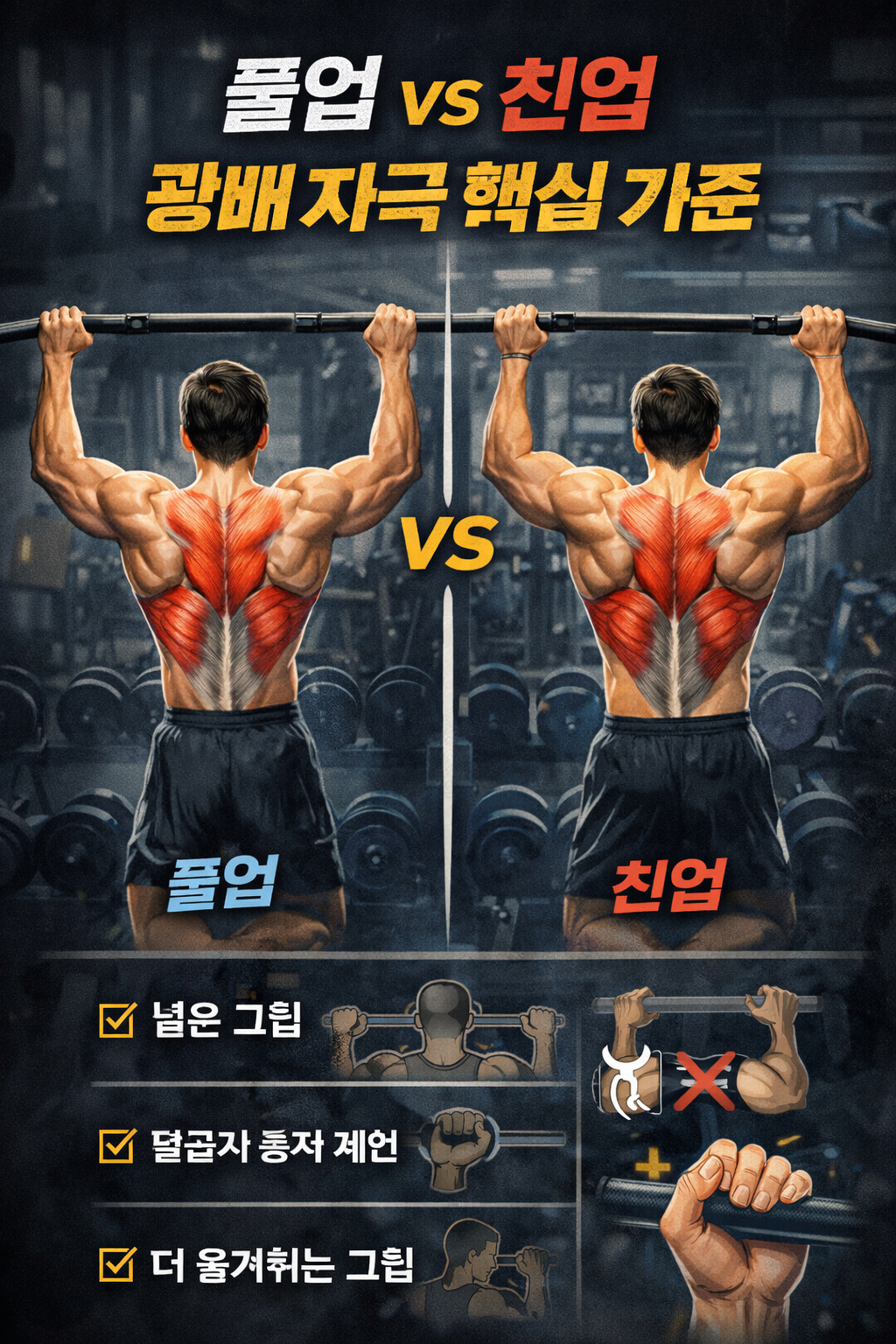 왜 풀업과 친업은 자극 구조가 완전히 달라지는가