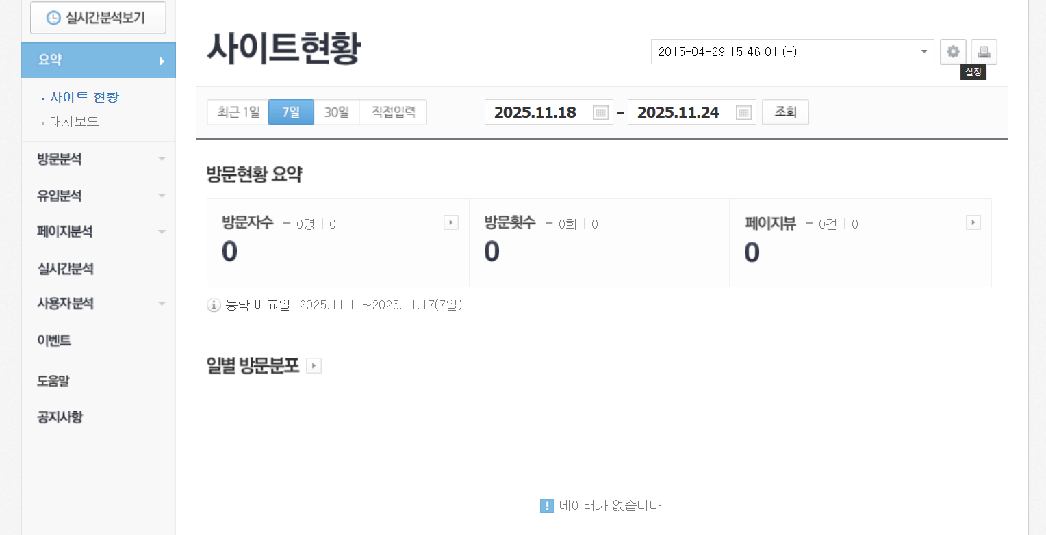 네이버 애널리틱스 사이트 현황