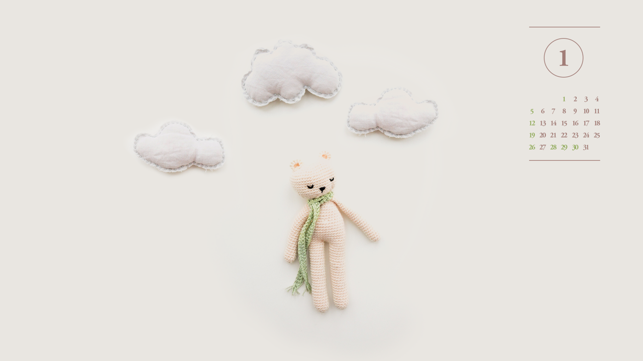 07 곰돌이 인형 A - 2025년1월 노트북배경화면