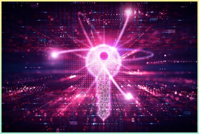 보안을 나타내는 열쇠와 디지털 세계를 연결하는 사진