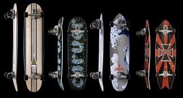 다양한 길이와 모양의 카버보드들