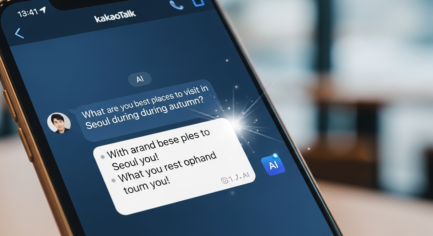 카카오톡 채팅방에서 복잡한 질문에 ChatGPT가 실시간으로 답변을 제공하며 정보를 요약해주는 화면. 빠르고 똑똑한 정보 검색 기능을 보여줍니다.