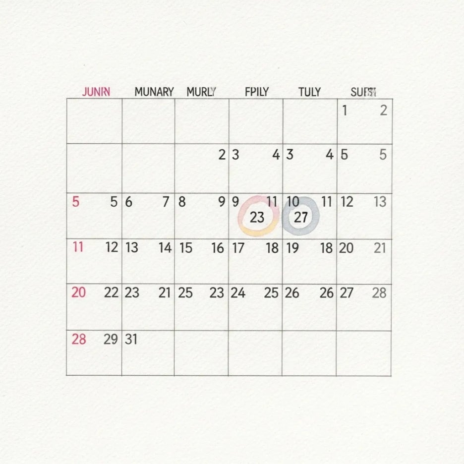 며칠간 표시된 달력의 모습.