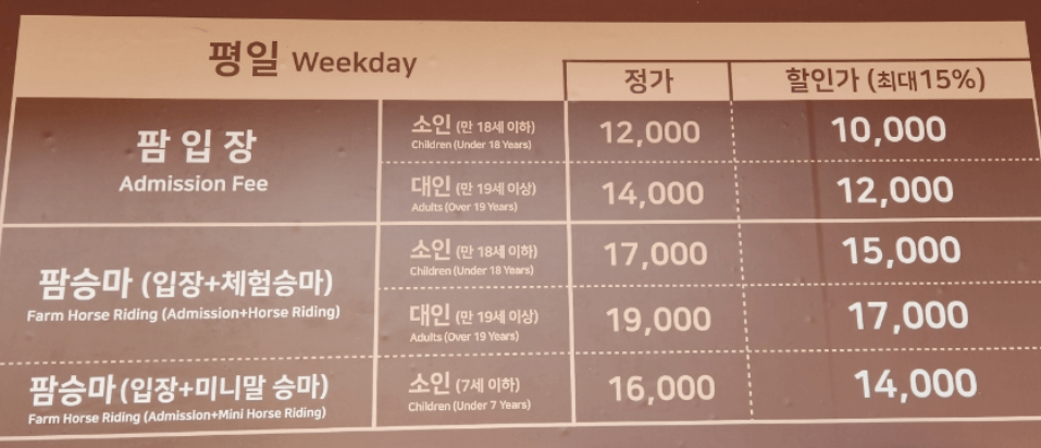 안성 팜랜드 입장료