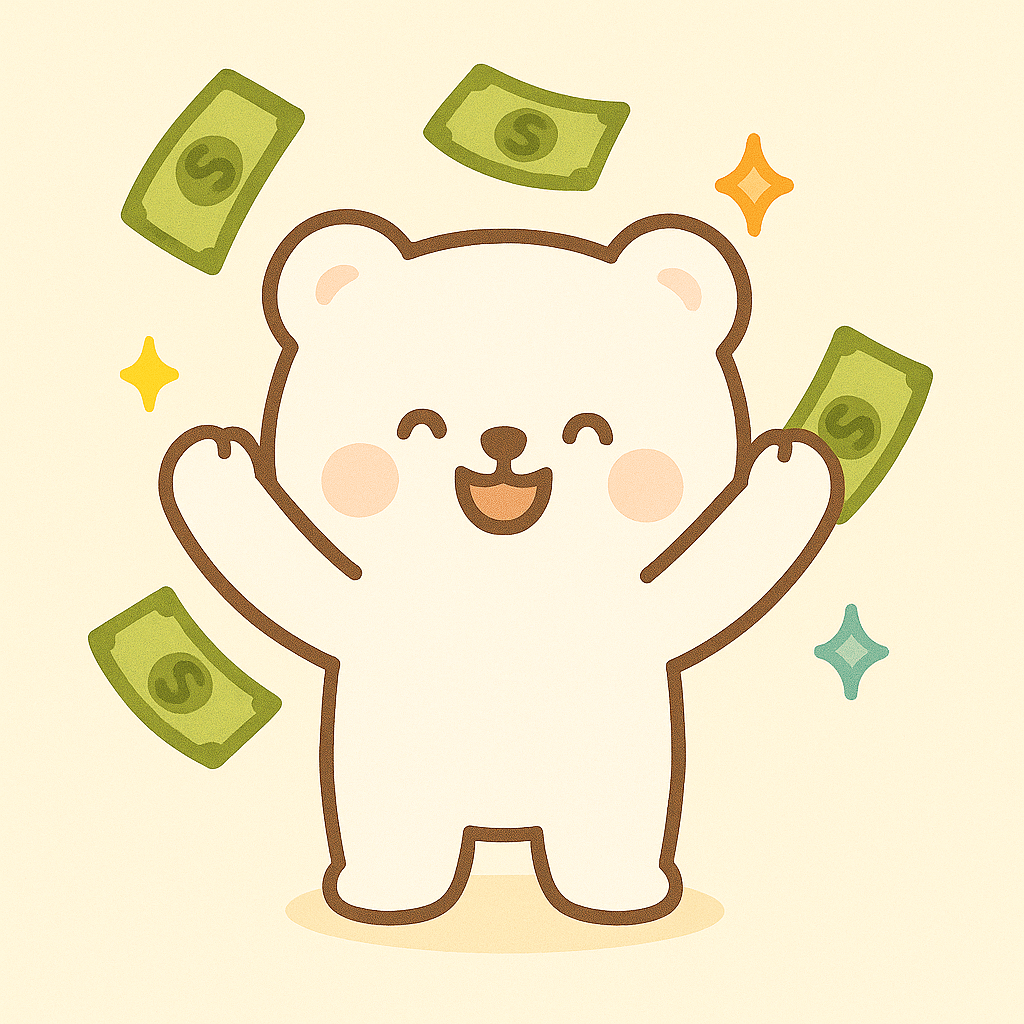 2025년 7월 6일 캐시워크 돈버는 퀴즈 정답 안내하는 귀여운 곰 일러스트 이미지