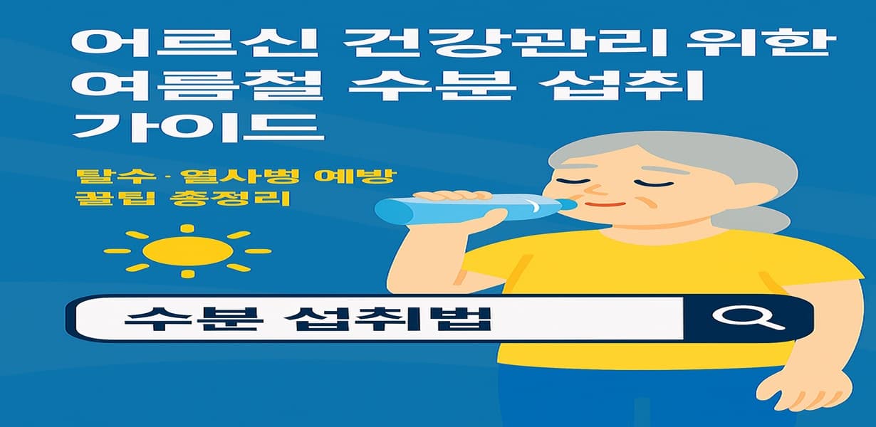 “어르신 여름철 수분 섭취 가이드를 안내하는 썸네일 이미지”