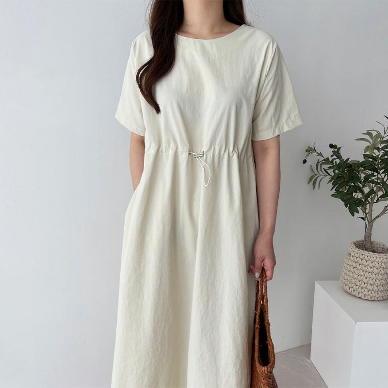 바스락 원피스 여름 아노락 스트링 롱 원피스 빅사이즈