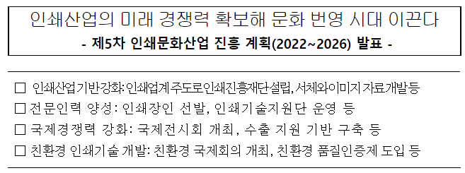 인쇄산업의 미래 경쟁력 확보해 문화 번영 시대 이끈다