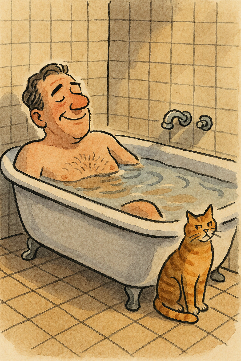 온욕중인 남성.