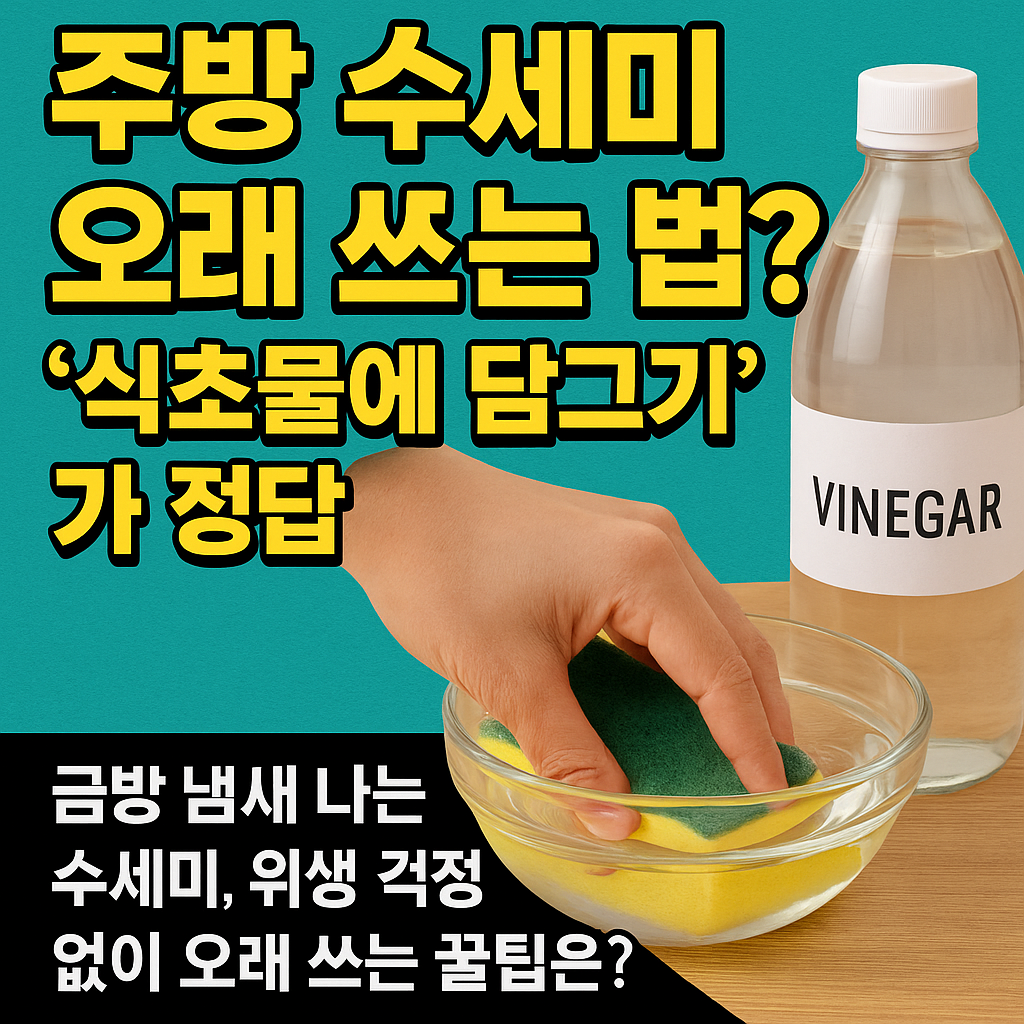 주방 수세미 오래 쓰는 법? '식초물에 담그기'가 정답!