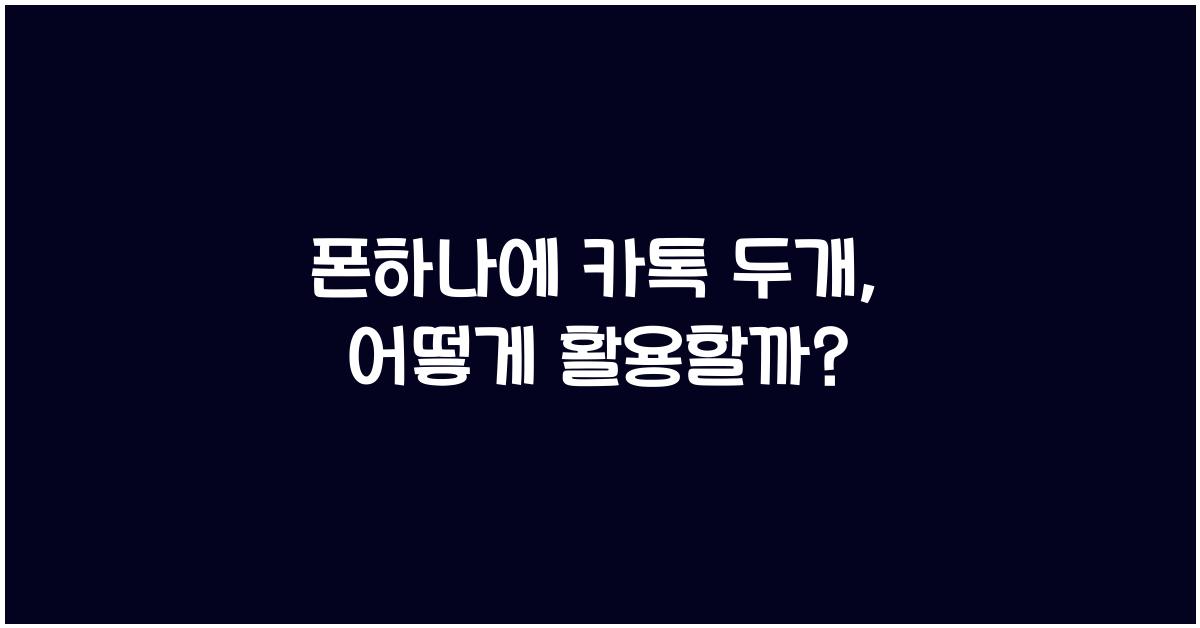 폰하나에 카톡 두개