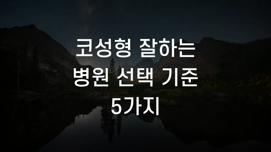 코성형 잘하는 병원 선택 기준 5가지