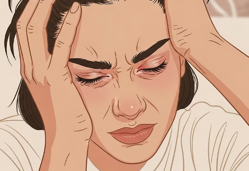 녹내장에 고통 받는 여성