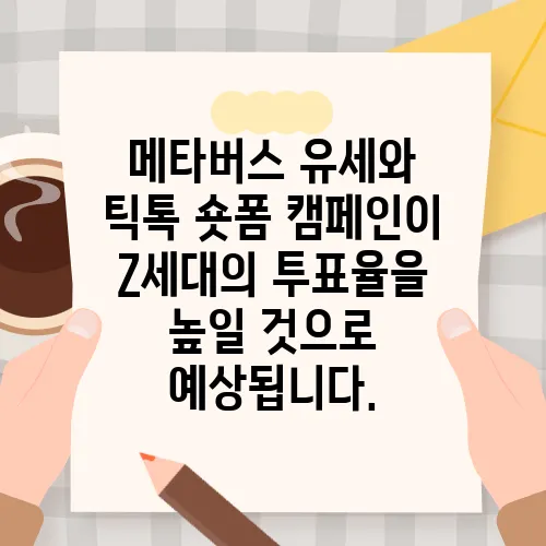 메타버스 유세와 틱톡 숏폼 캠페인이 Z세대의 투표율을 높일 것으로 예상됩니다.