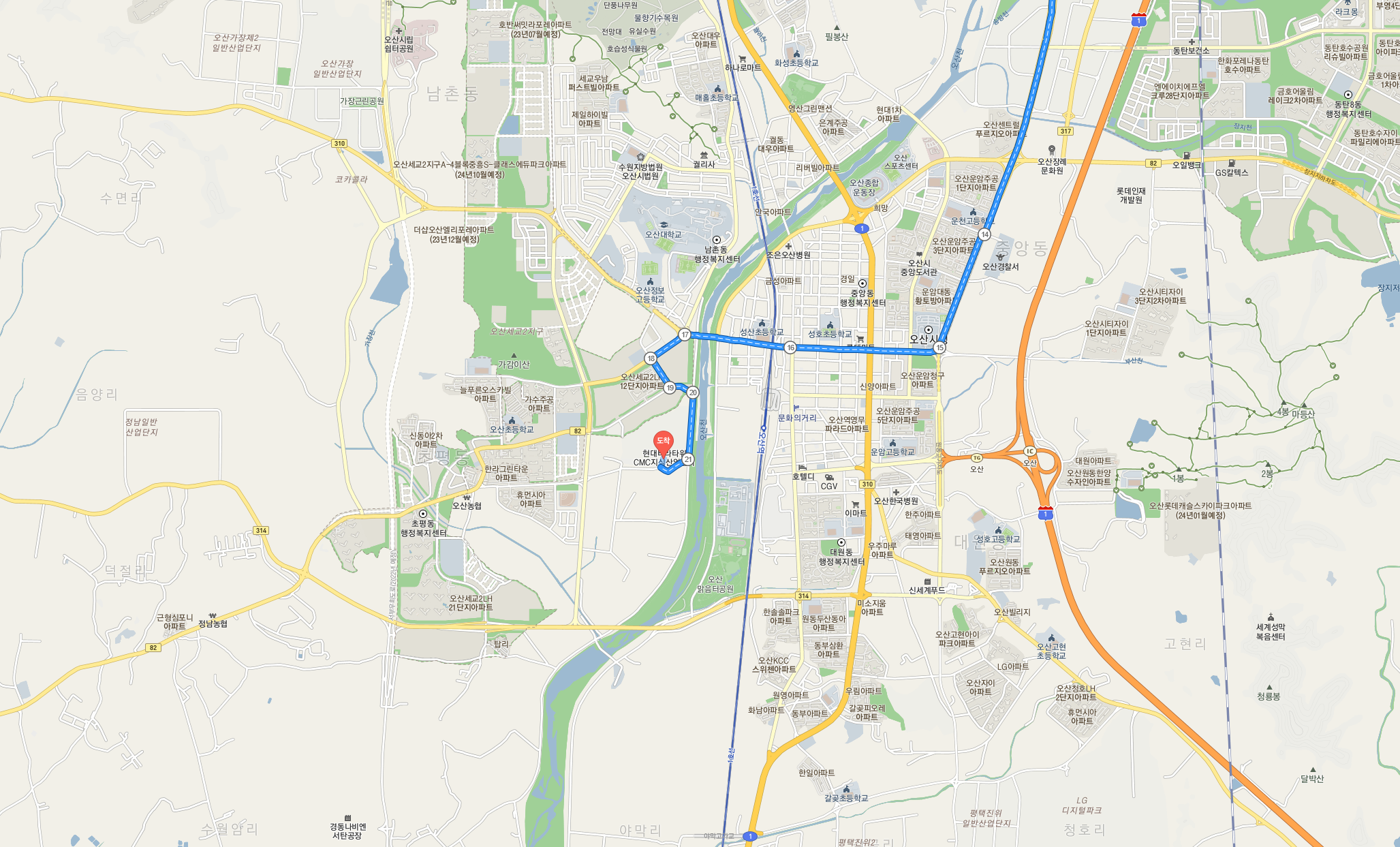 오산 지식산업센터 가는길