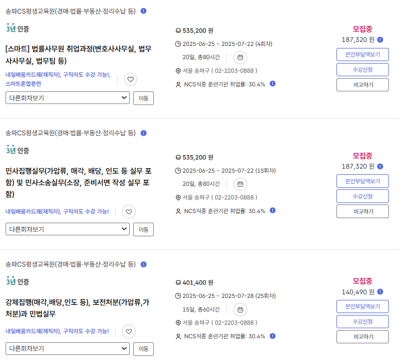 [고용24]전자정부 교육 훈련 검색과 개요보는 법에 대한 그림입니다.