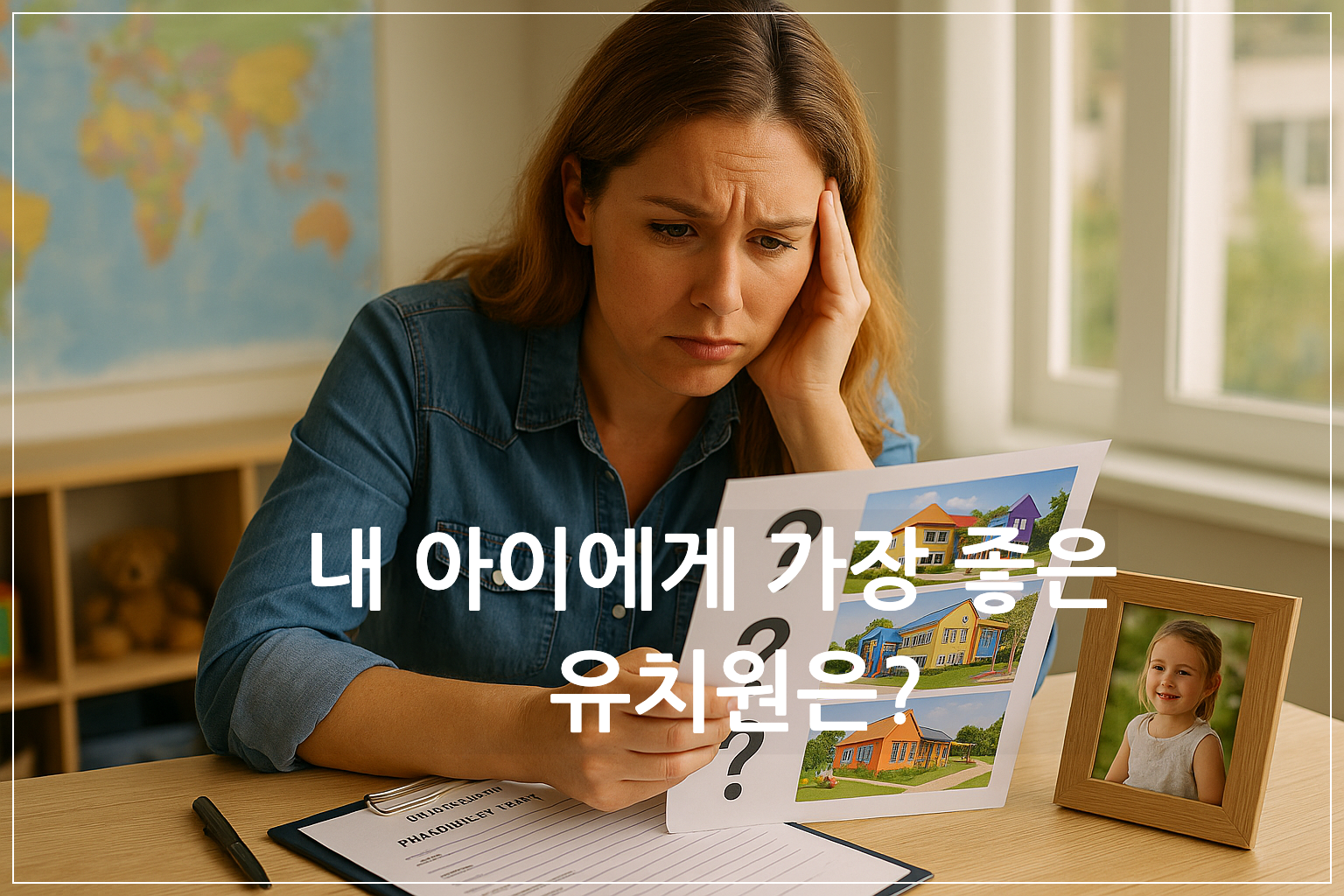 아이 유치원 선택으로 고심중인 엄마