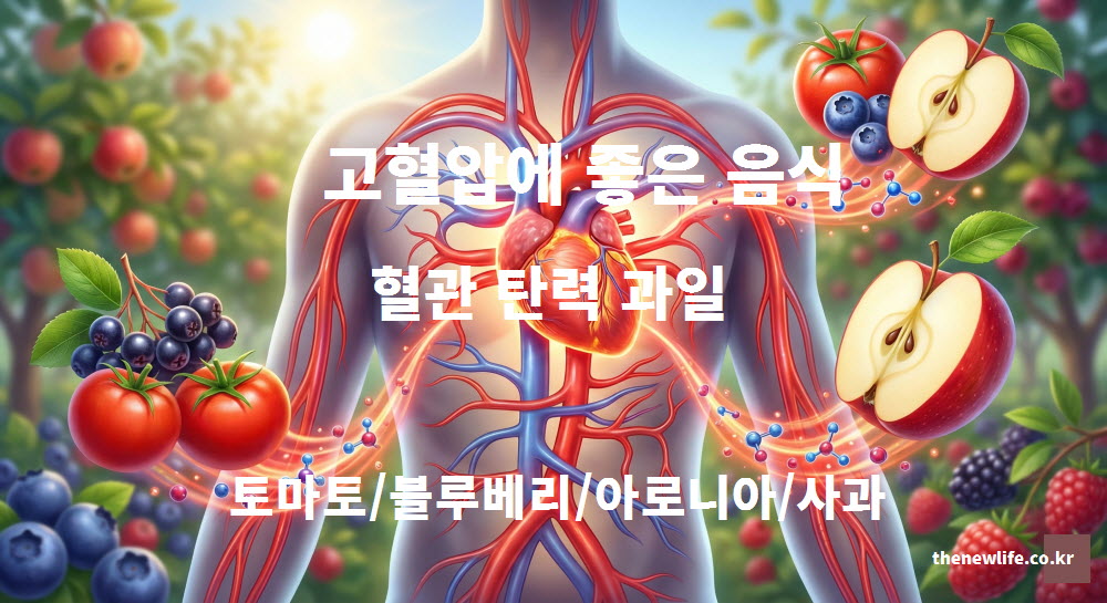 혈관의 탄력을 높여주는 고혈압에 좋은 음식인 껍질째 먹는 사과와 과일 이미지