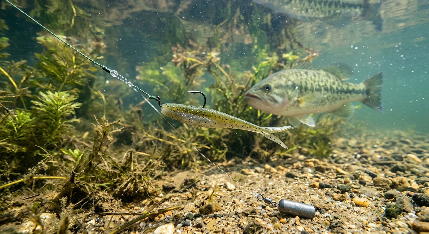 다운샷 웜을 노리는 배스