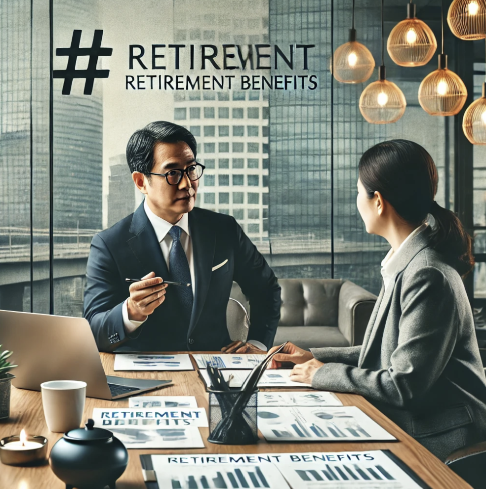 임원이 퇴직급여 관련 상담을 받으며 퇴직 소득에 대해 논의하는 모습