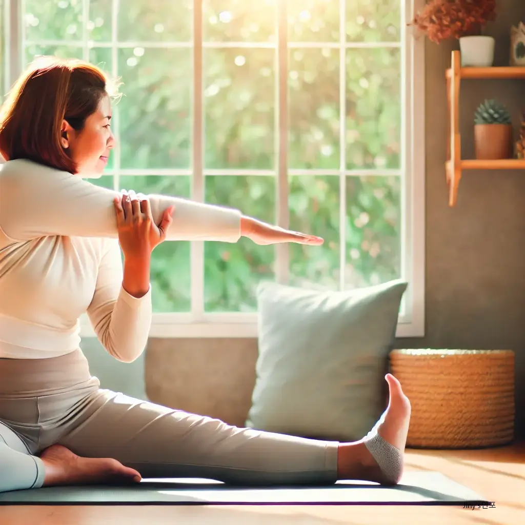 실내에서의 스트레칭과 요가