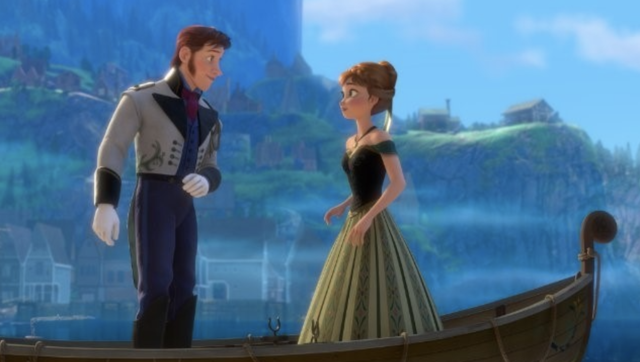 안나에게 작업하는 한스 왕자