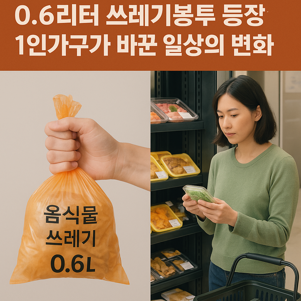 “0.6리터 초소형 쓰레기봉투와 1인 가구 증가로 변하는 생활 모습”