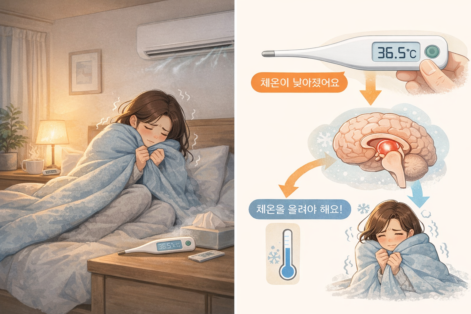 열 없는 오한 원인과 대처법 인포그래픽