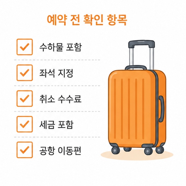 항공권 예약 전 확인 항목
