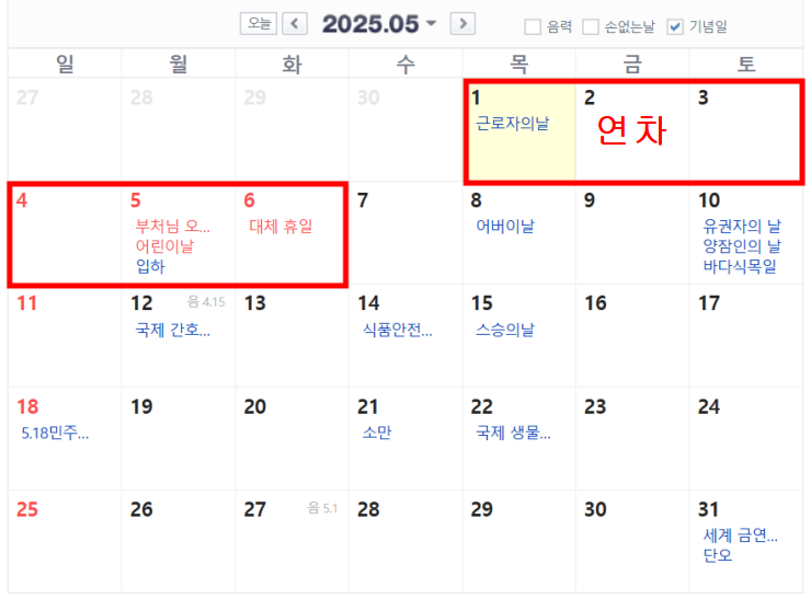 2025년 황금연휴