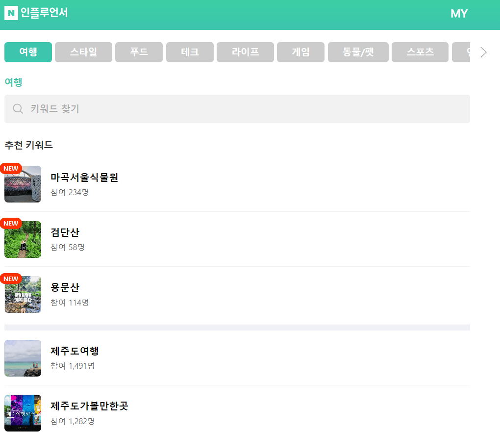 네이버 인플루언서 키워드