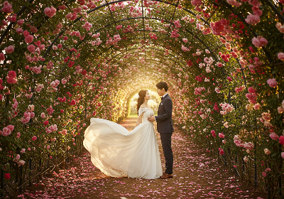 장미원에서 웨딩촬영