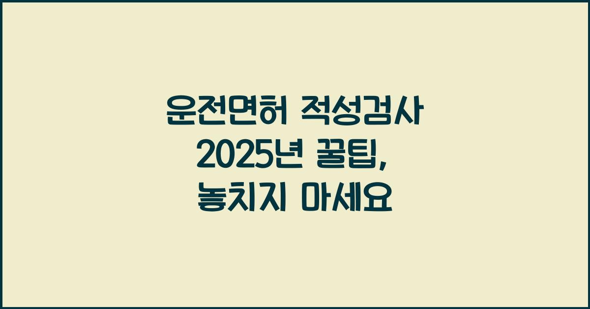 운전면허 적성검사 2025년 꿀팁
