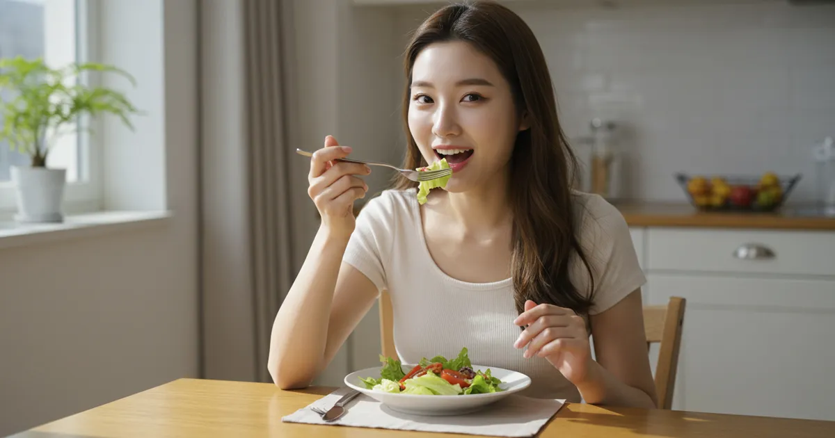 샐러드 여자 이미지