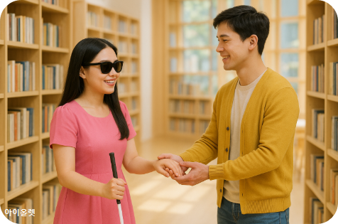 윤하를 사항했던 지훈이 약속대로 도서관에서 만나는 장면