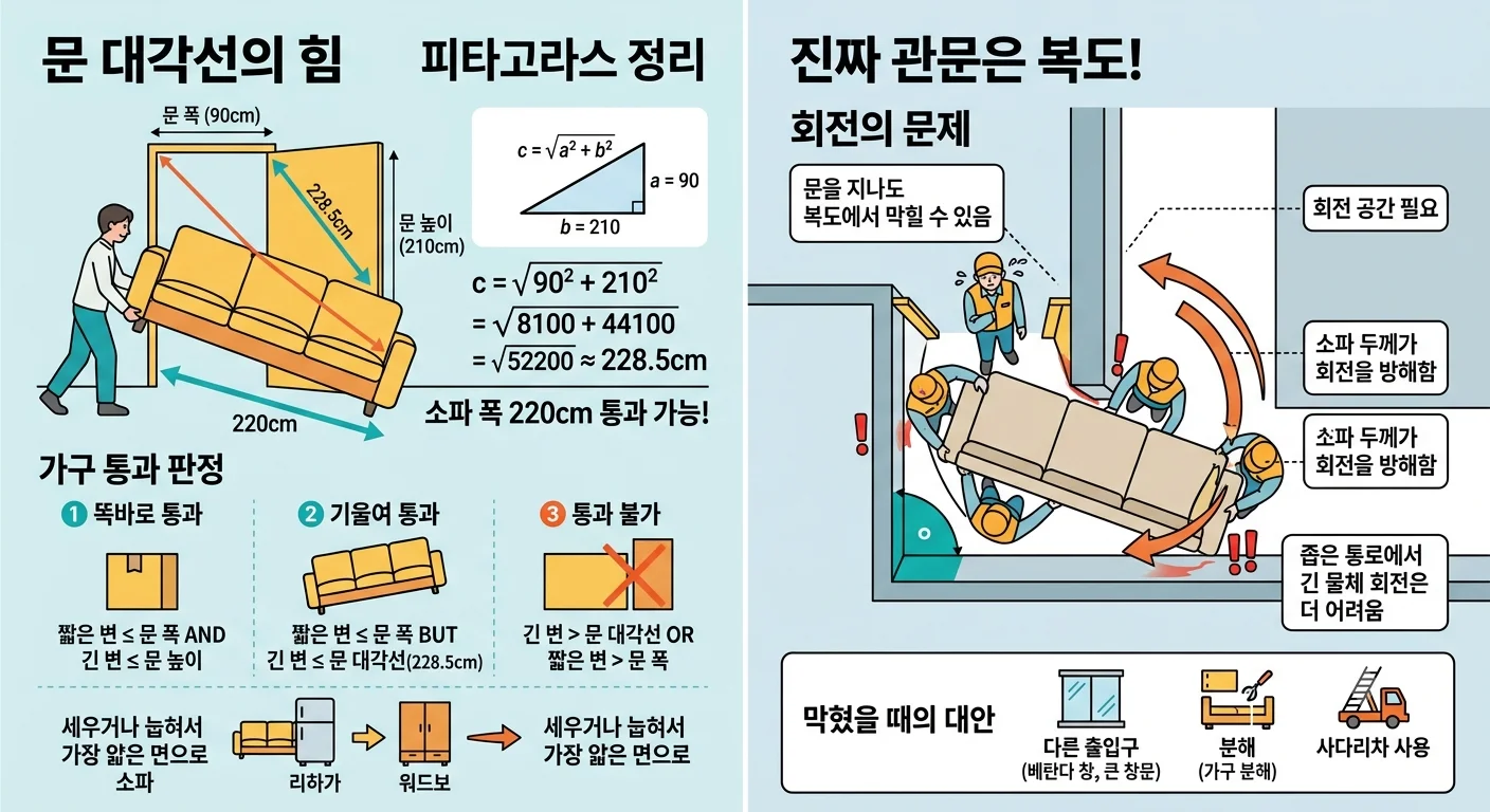 소파 문 통과를 계산하는 인포그래픽