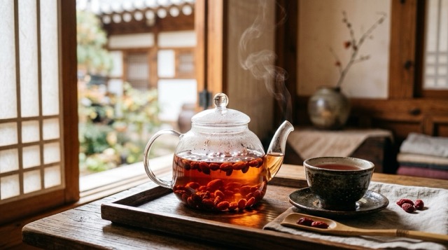 산수유차 우리기 &mdash; 올바른 산수유차 추출 방법과 온도