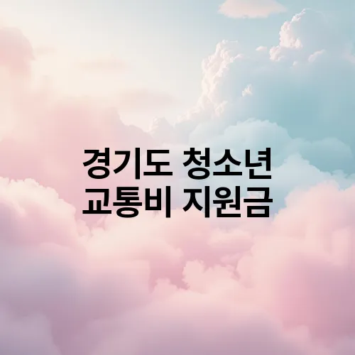 경기도 청소년 교통비 지원금