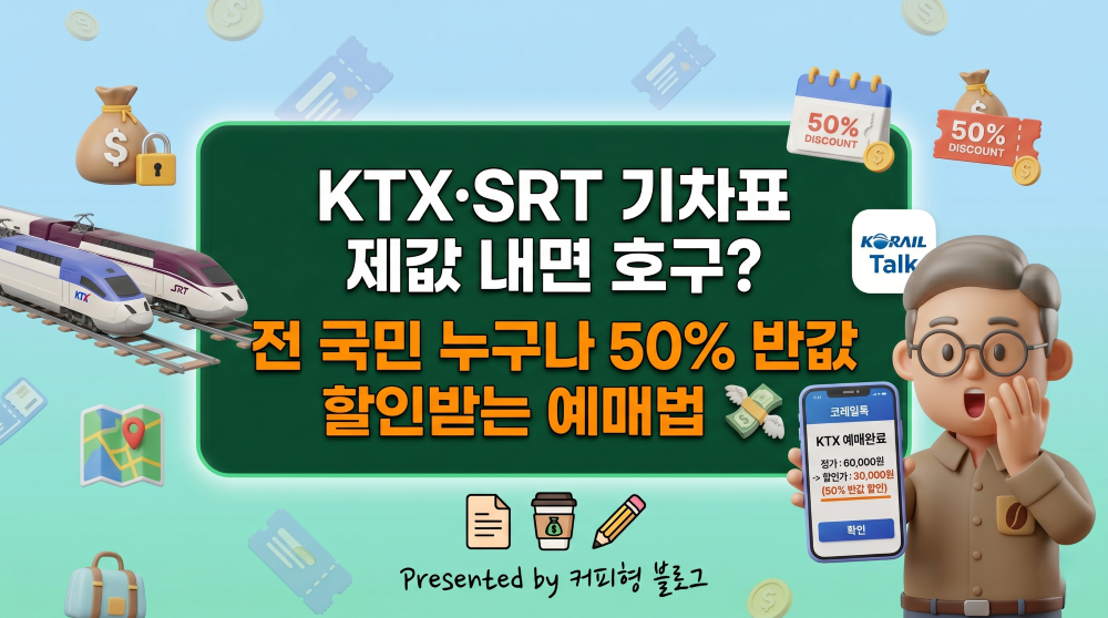 SRT, KTX 반값 활인방법 안내 커피형 블로그 썸네일 이미지