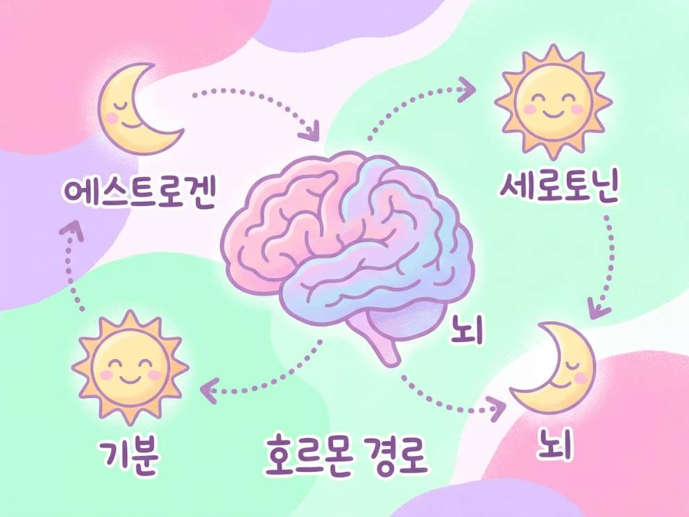 뇌와 호르몬 경로를 단순화한 일러스트