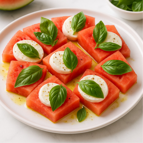 수박 큐브와 페타치즈가 어우러진 카프레제 샐러드