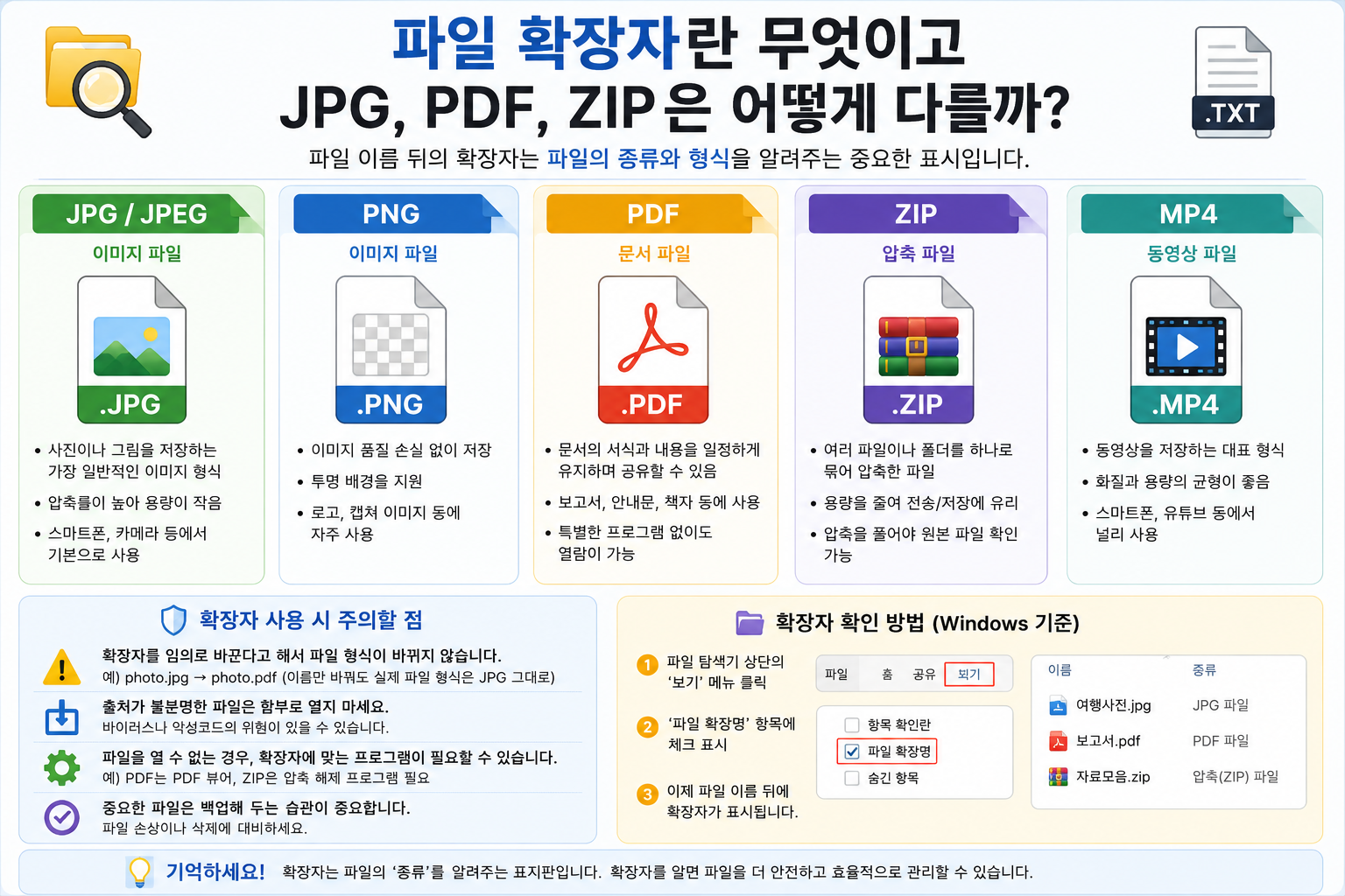 JPG PDF ZIP 등 자주 사용하는 파일 확장자 종류와 특징