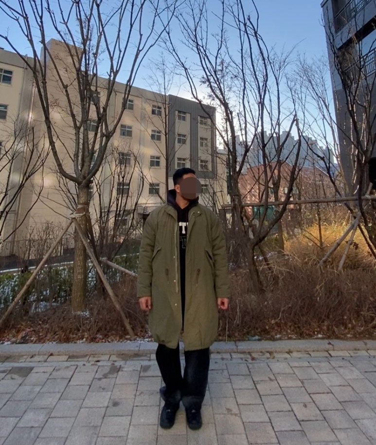 데일리룩('25. 12. 5.)인더스트 점퍼 개파카 M65 야상 피시테일, 갓디스 짐웨어 헤비워싱 오버핏 후드티, 갓디스 짐웨어 헤비워싱 오버핏 트레이닝팬츠, 나이키 덩크하이 블랙