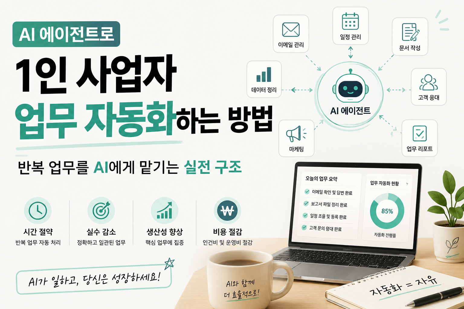AI 에이전트로 1인 사업자 업무 자동화하는 방법｜반복 업무를 AI에게 맡기는 실전 구조