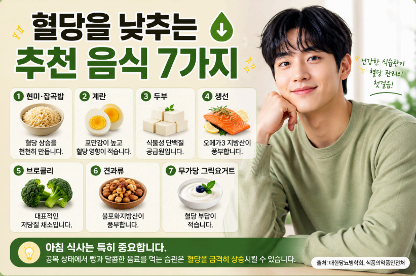 혈당을 낮추는 추천 음식 7가지 이미지사진