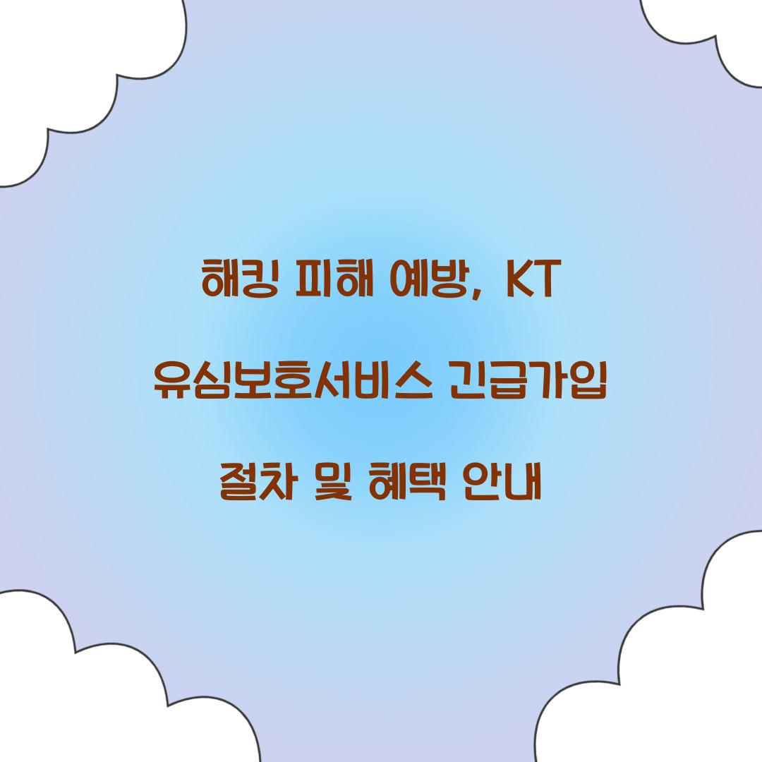 해킹 피해 예방: KT 유심보호서비스 긴급 가입 절차