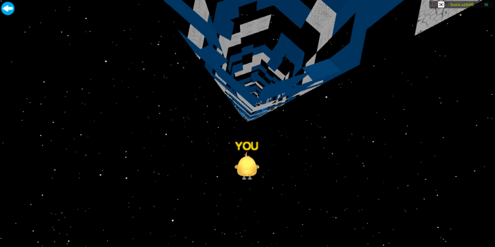 런3-게임하기-플레이-외계인이-어두운-우주-공간으로-떨어지는-화면