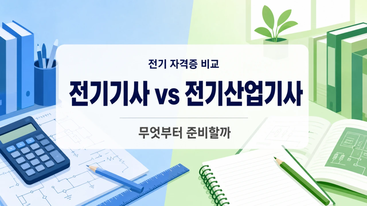 전기기사와 전기산업기사 차이를 비교해 무엇부터 준비할지 설명하는 대표이미지