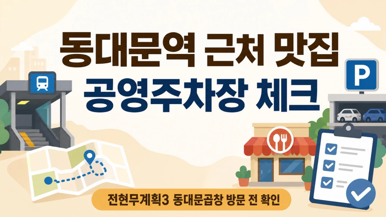 동대문역 근처 맛집과 공영주차장, 전현무계획3 동대문곱창 방문 전 체크를 정리한 이미지