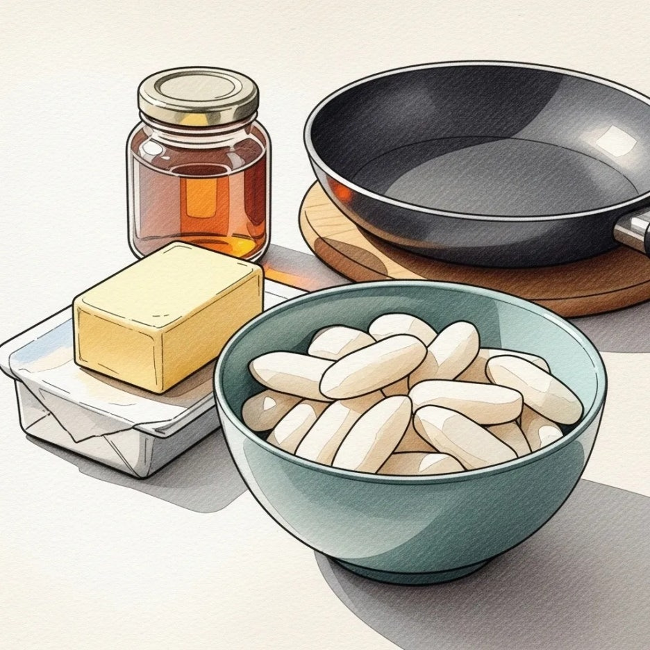 버터떡 만들기에 필요한 재료들이 깔끔하게 놓여있음